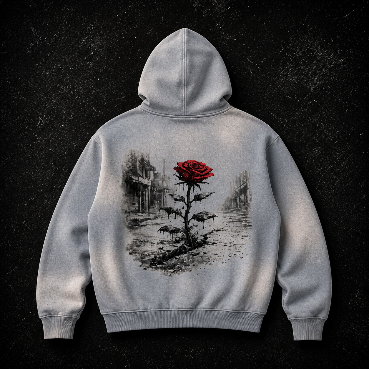 THE CONCRETE ROSE DISTRESSED HOODIE