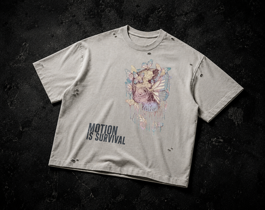 MOTION IS SURVIVAL DISTRESSED TEE