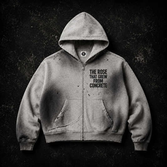 THE CONCRETE ROSE DISTRESSED HOODIE