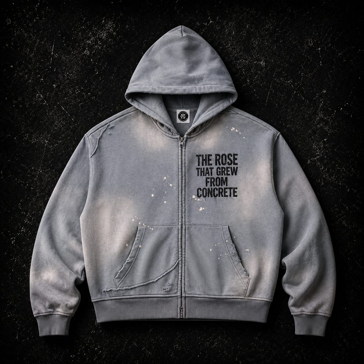 THE CONCRETE ROSE DISTRESSED HOODIE
