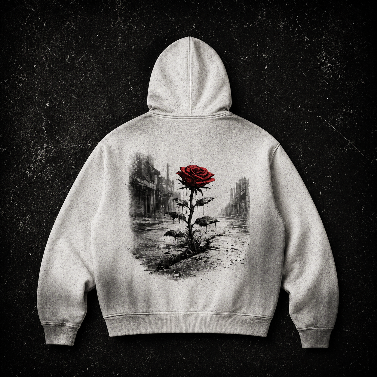 THE CONCRETE ROSE DISTRESSED HOODIE